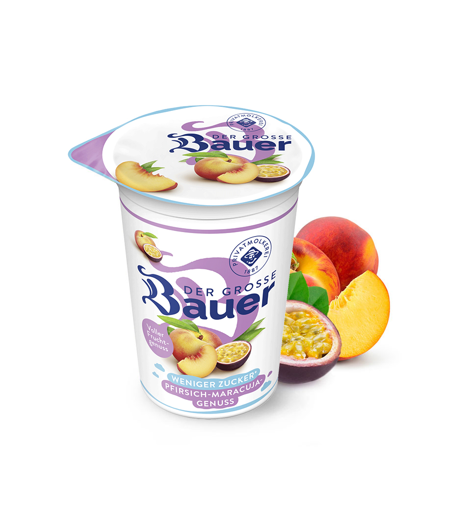 /assets/01_Milchprodukte/Joghurt-Trinkjoghurt/01-Der-Grosse-Bauer/Produktimage/Weniger-Zucker-225g/bauer-natur-joghurt-trinkjoghurt-pfirsich-maracuja-weniger-zucker.jpg