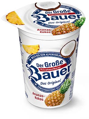 bauer natur joghurt trinkjoghurt ananas kokos frucht