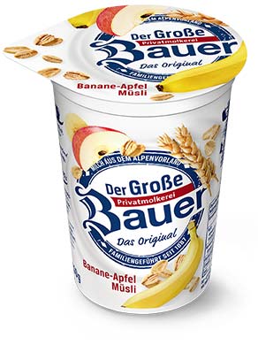 bauer natur joghurt trinkjoghurt banane apfel muesli