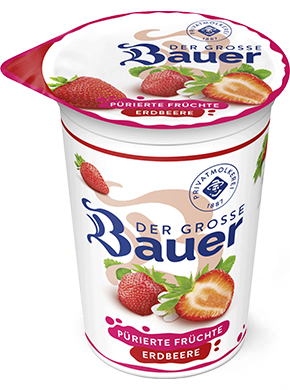 bauer natur joghurt trinkjoghurt 225g teaser puerierte fruechte erdbeere
