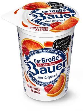 bauer natur joghurt trinkjoghurt blutorange acerola puerierte fruechte