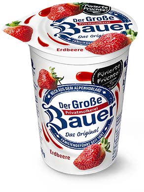 bauer natur joghurt trinkjoghurt erdbeere puerierte fruechte