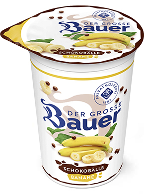 bauer natur joghurt trinkjoghurt 225g teaser Schokobaelle banane