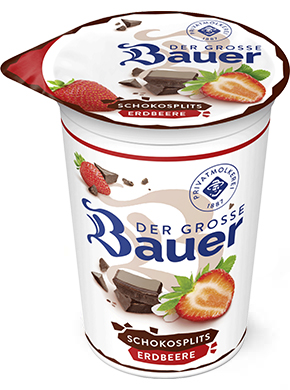bauer natur joghurt trinkjoghurt 225g teaser schokosplits erdbeere