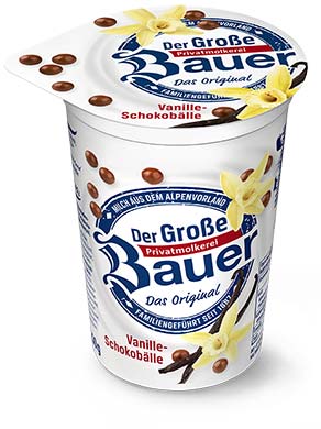 bauer natur joghurt trinkjoghurt vanille schokobaelle schokosplit