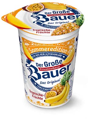 bauer natur joghurt trinkjoghurt tropische fruechte sommeredition