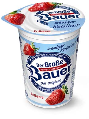 bauer natur joghurt trinkjoghurt erdbeere weniger kalorien