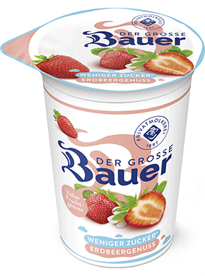 bauer natur joghurt trinkjoghurt 225g teaser erdbeere weniger zucker