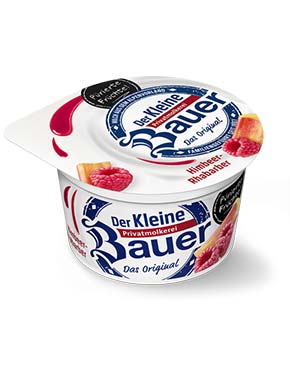 bauer natur joghurt trinkjoghurt himbeer rhabarber puerierte fruechte