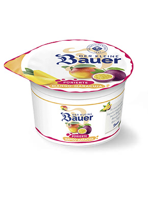 bauer natur joghurt trinkjoghurt mango maracuja puerierte fruechte