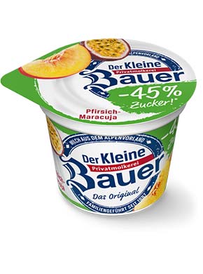 bauer natur joghurt trinkjoghurt pfirsich maracuja weniger zucker