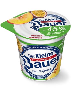 bauer natur joghurt trinkjoghurt pfirsich maracuja weniger zucker