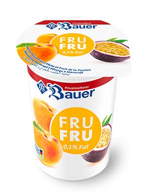 bauer natur joghurt trinkjoghurt pfirsich maracuja frufru fettarm 500g teaser